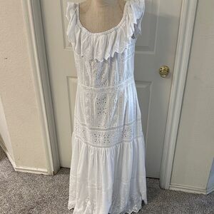 Lauren Ralph Lauren White Eyelet Ruffle Maxi Dress
